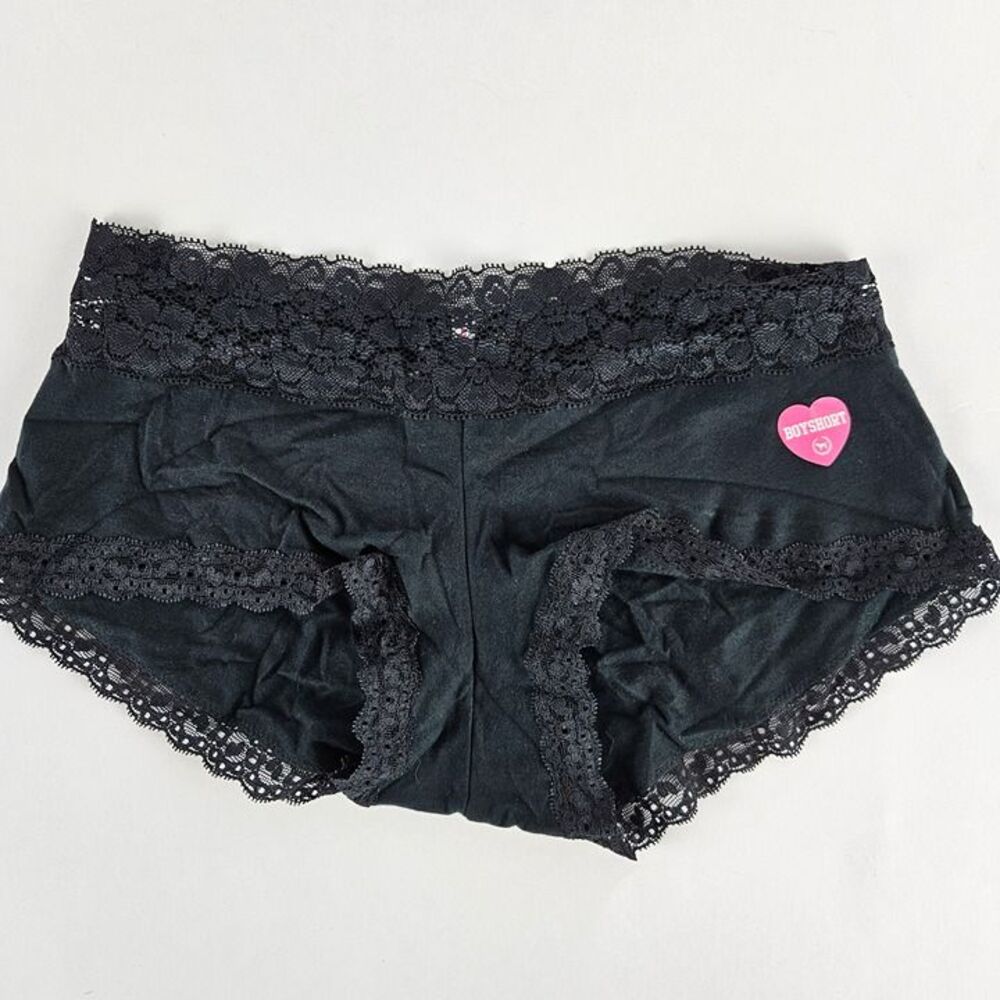 Victoria’s Secret S Boyshort Panty VS Pink Cheekster Small Panties Lace Black